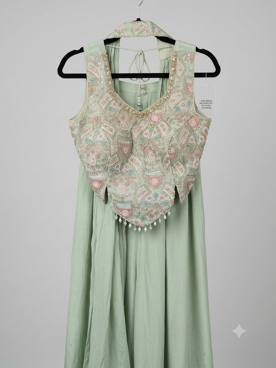 Mint Green Palazzo with Choker Style Dupatta
