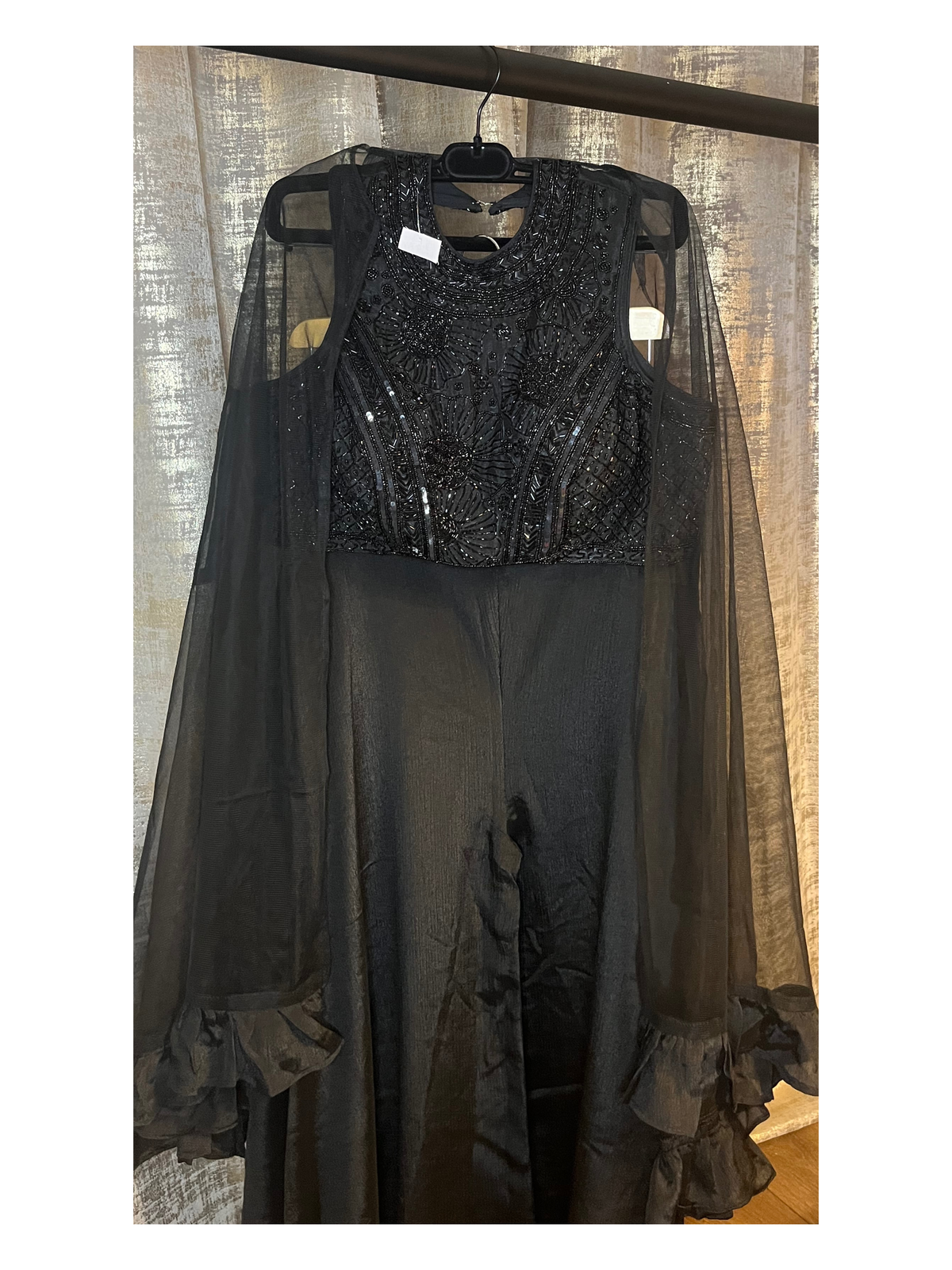 Black Cropped Palazzo with Cape