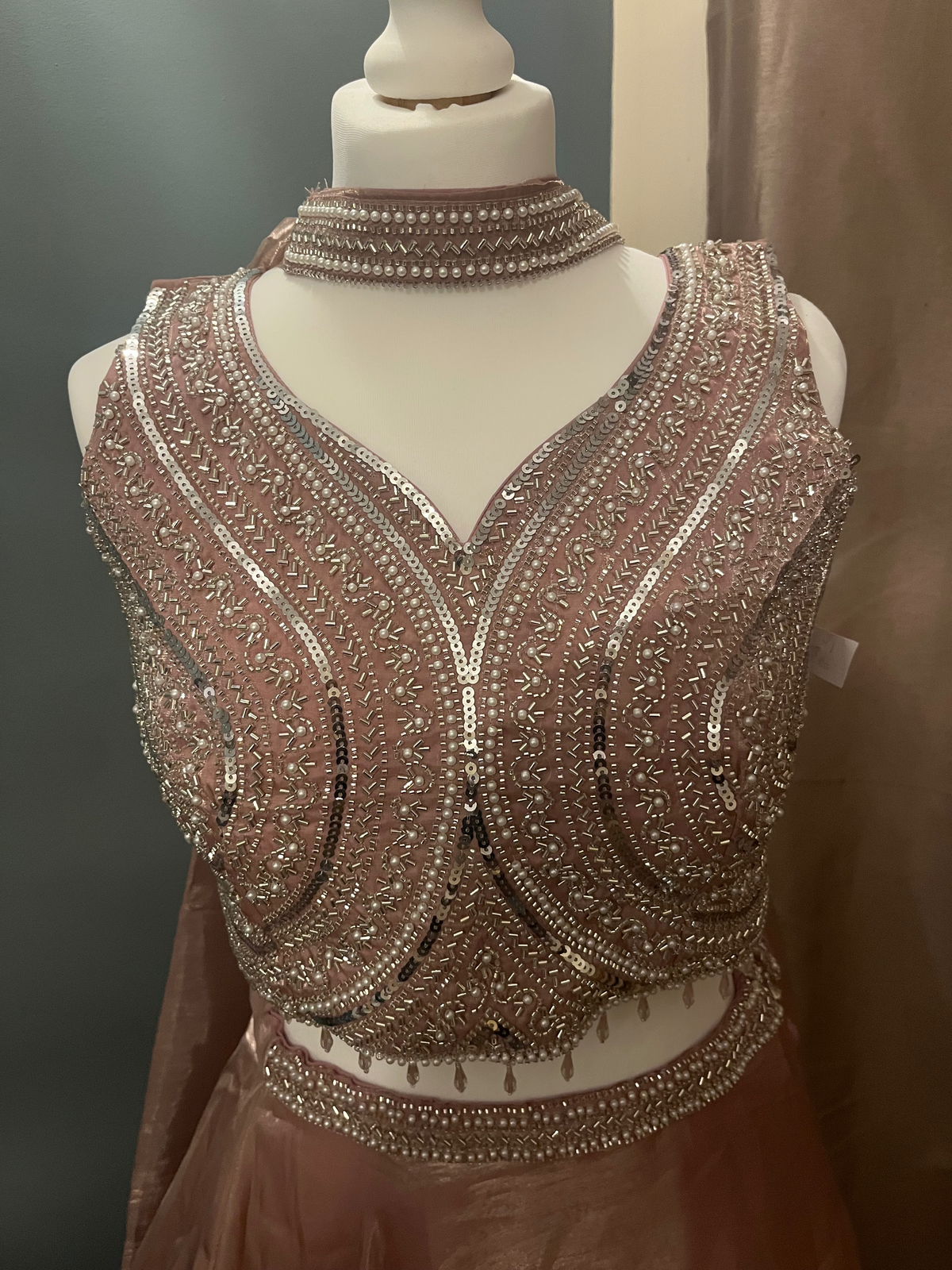 Dusty Pink Lehenga with Embellished Blouse