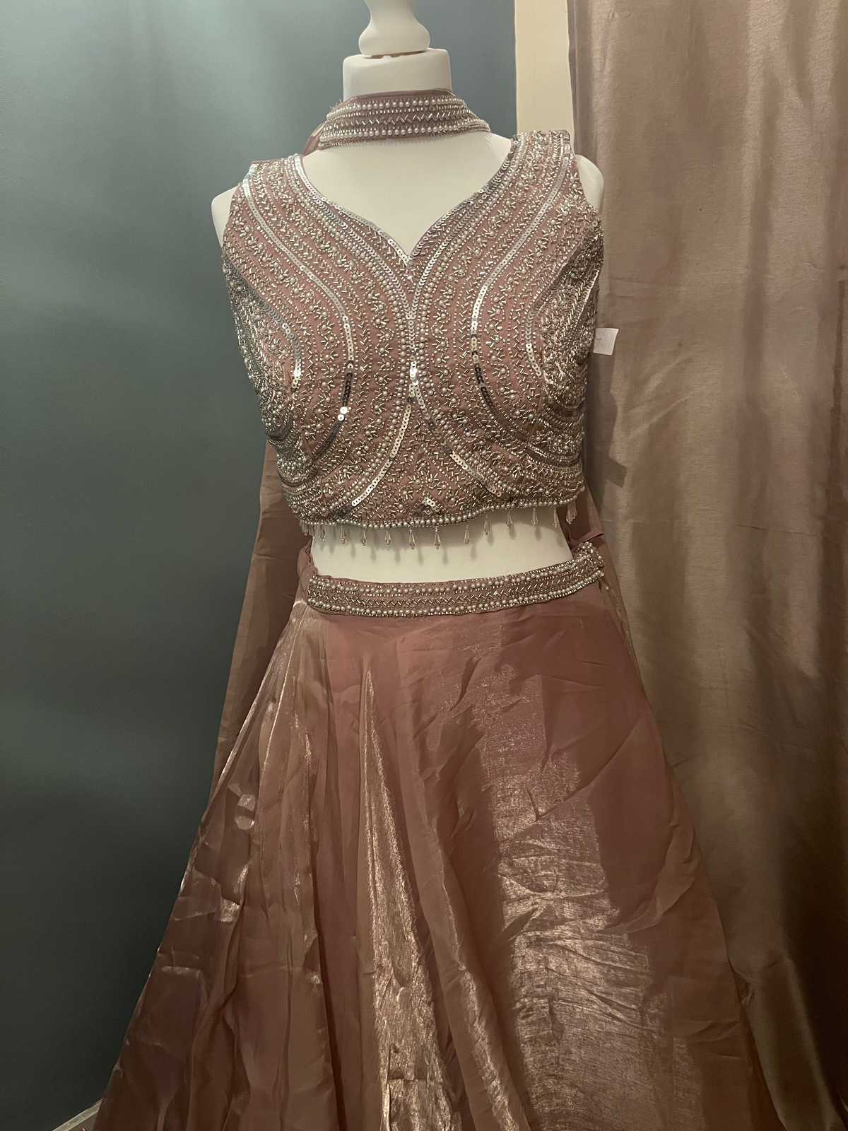Dusty Pink Lehenga with Embellished Blouse