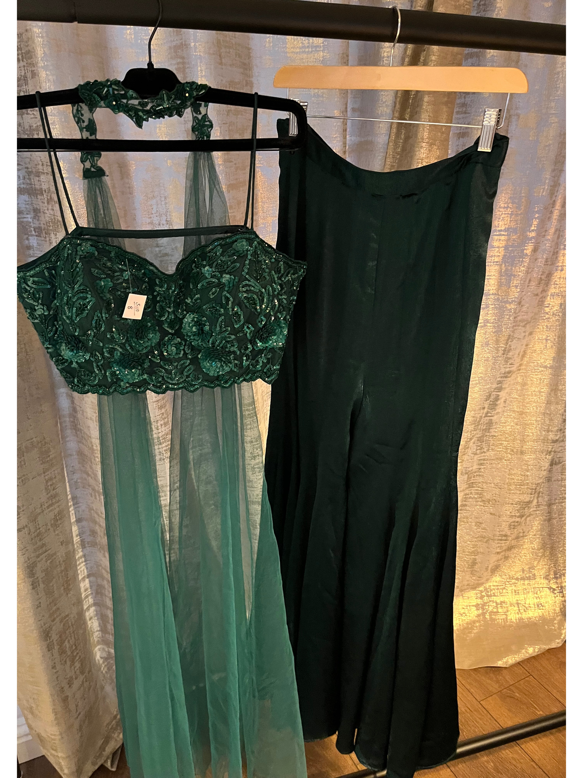 Emerald Green Bell Bottom Pallazo with Choker Dupatta