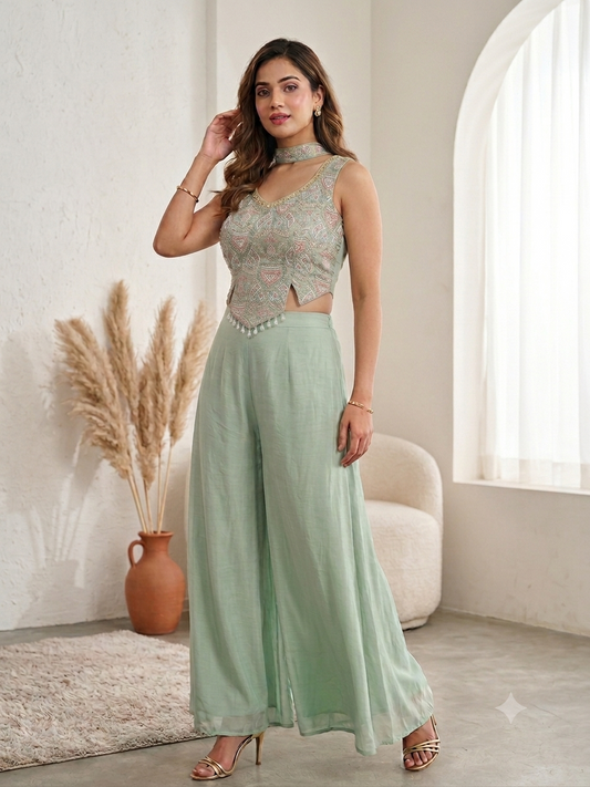 Mint Green Palazzo with Choker Style Dupatta
