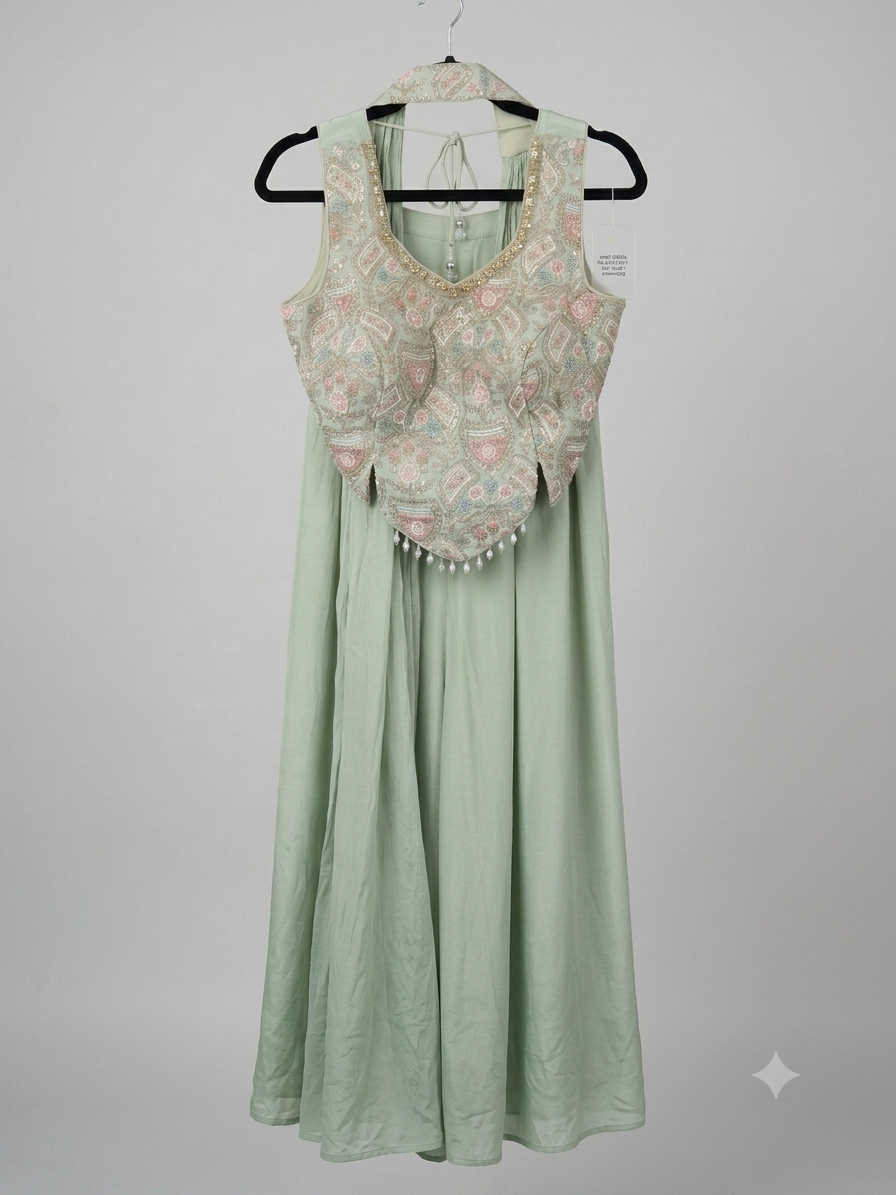 Mint Green Palazzo with Choker Style Dupatta
