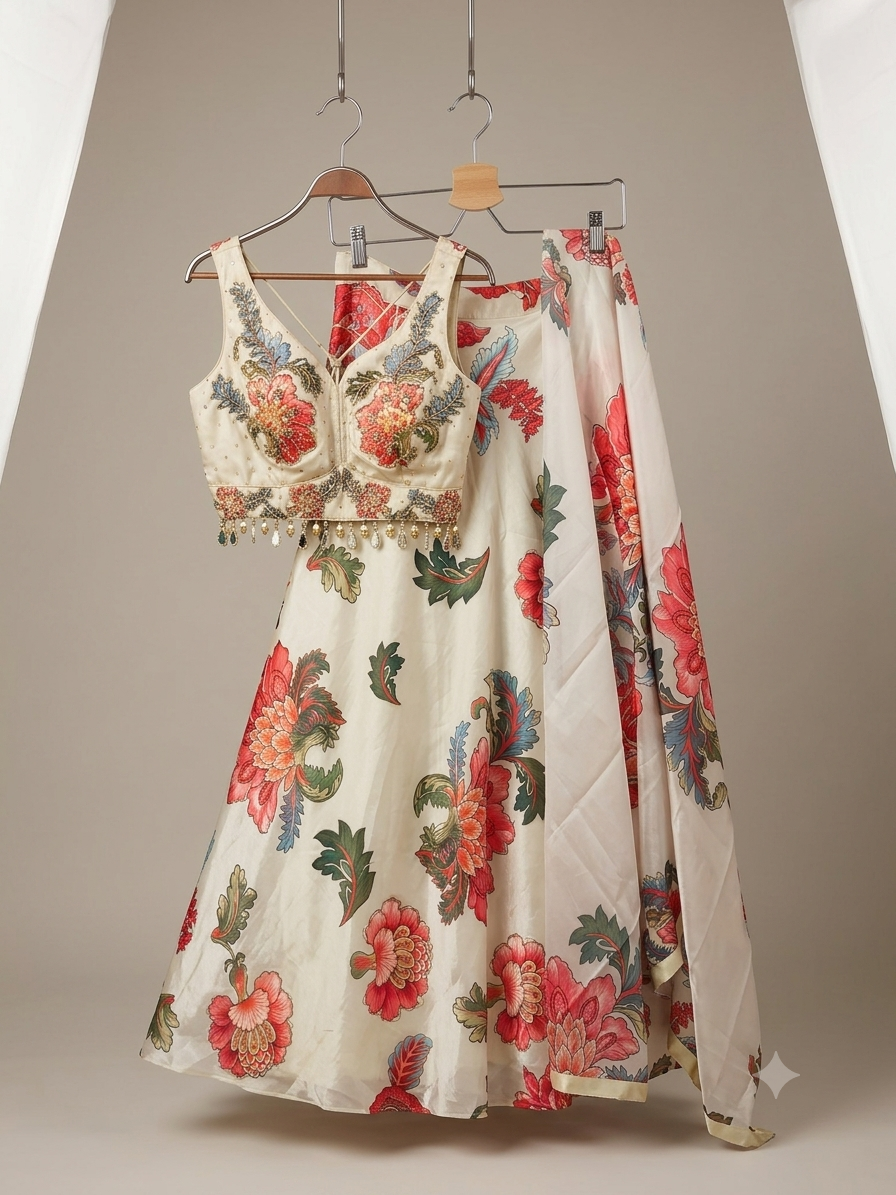 Ivory Floral Lehenga