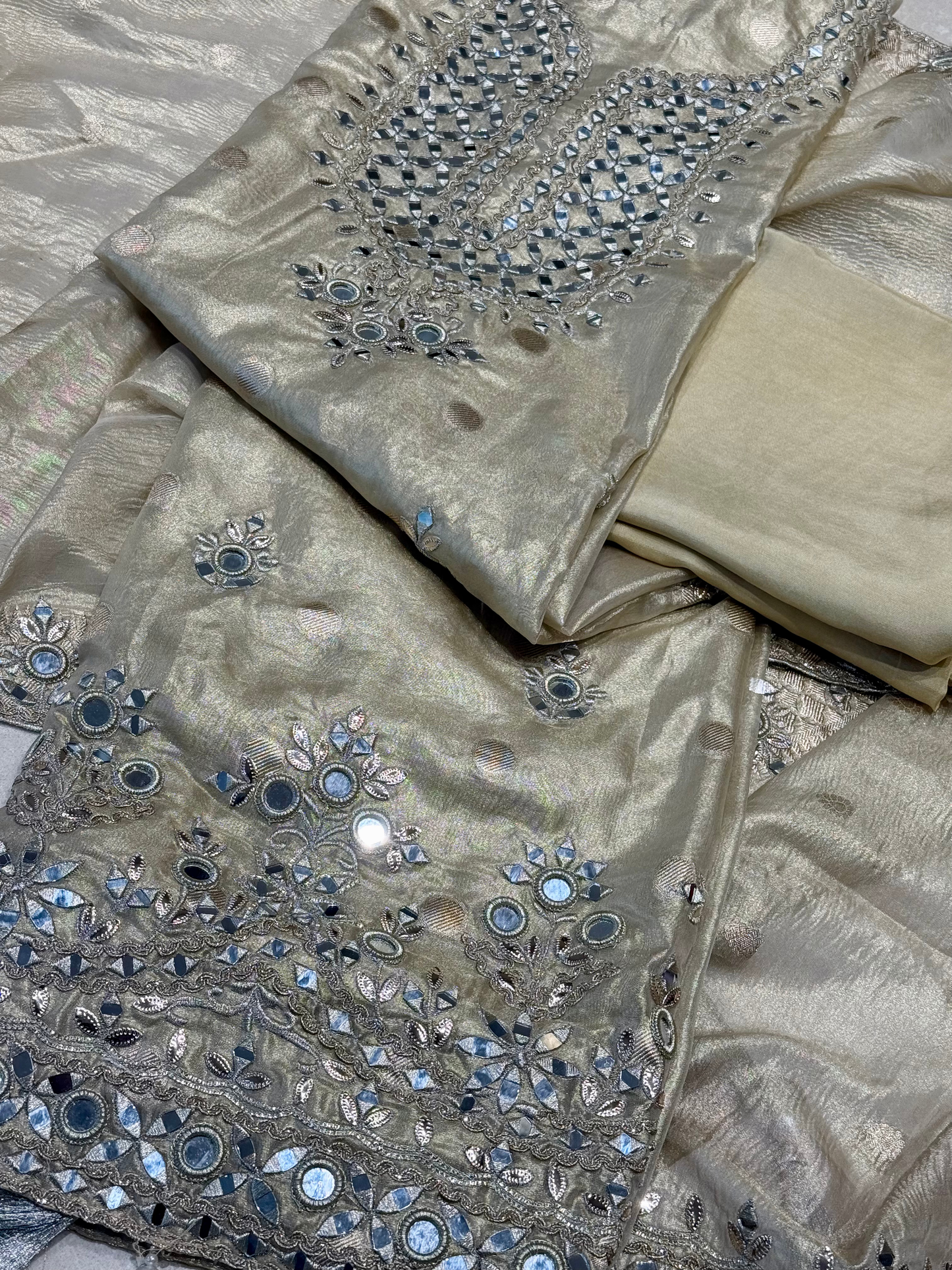 Golden Mirrors Unstitched Fabric