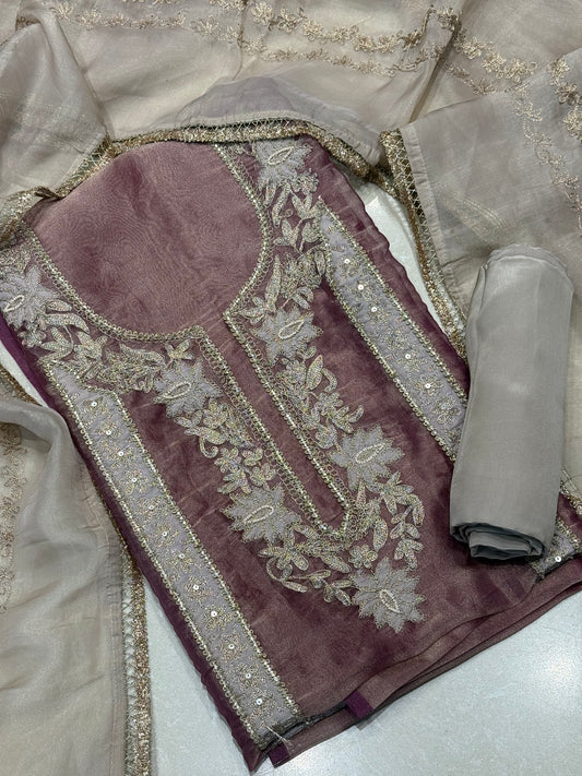 Unstitched Dusty Pink Suit Fabric with Stunning Dupatta