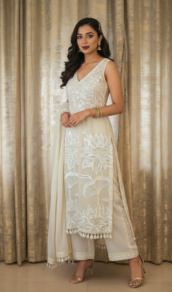 Floral Ivory Trouser Suit