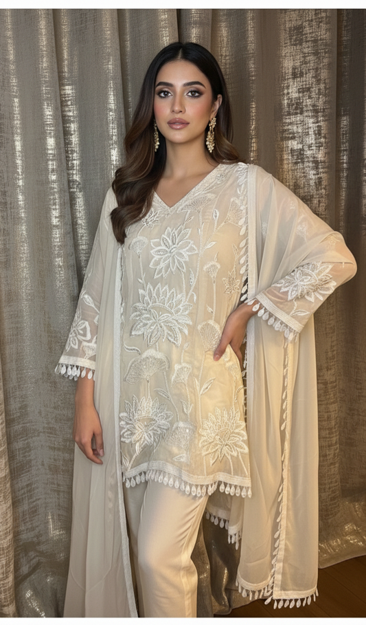 Floral Ivory Trouser Suit