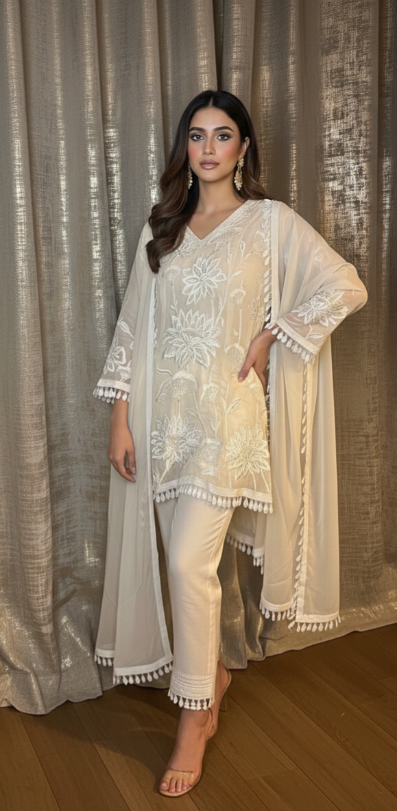 Floral Ivory Trouser Suit