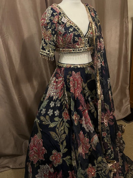 Midnight Floral Lengha