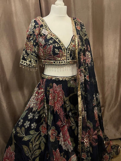 Midnight Floral Lengha