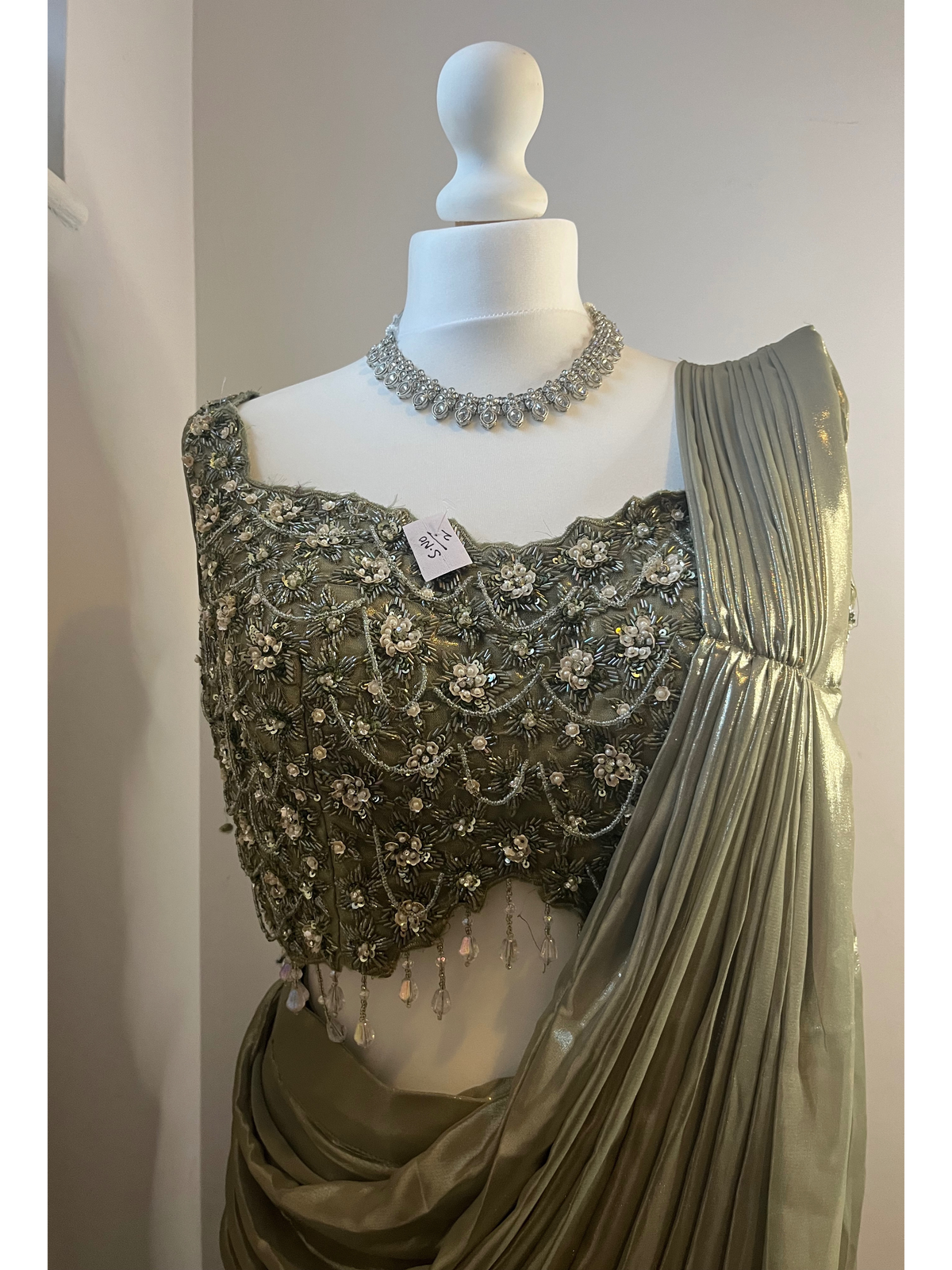 Olive Pre-Pleated Saree