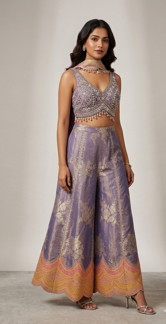 Purple Brocade Palazzo