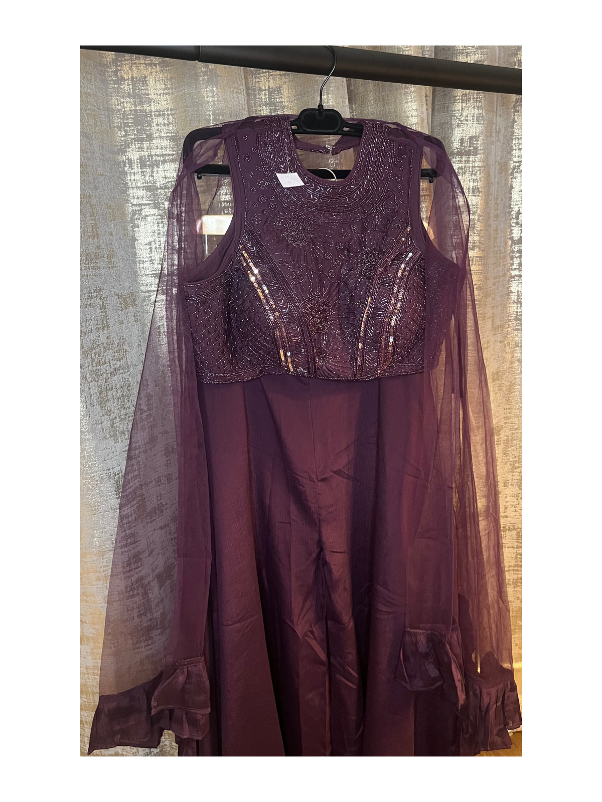 Wine Cropped Palazzo with Cape