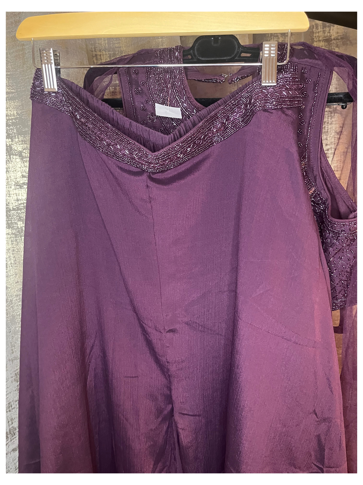 Wine Cropped Palazzo with Cape