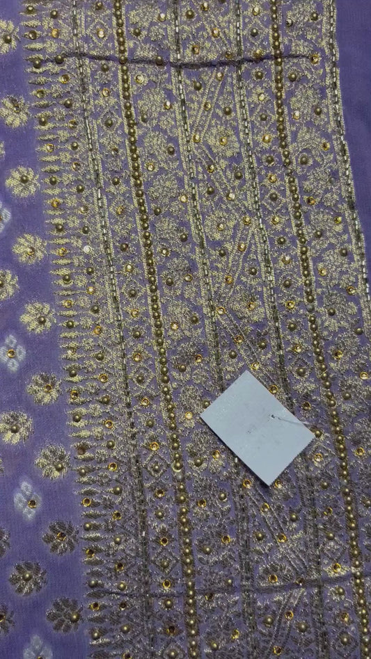 Purple Banarasi Unstitched Fabric