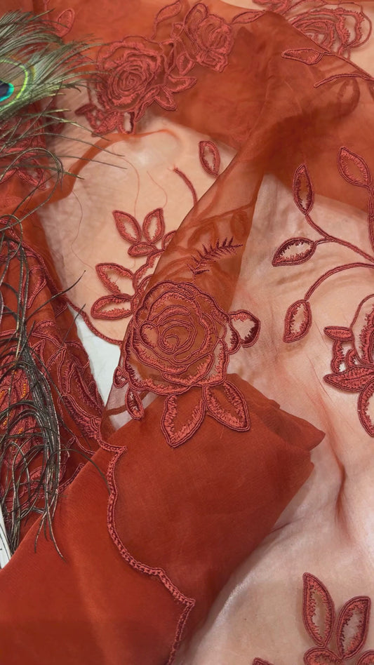Organza & Lace Burnt Orange