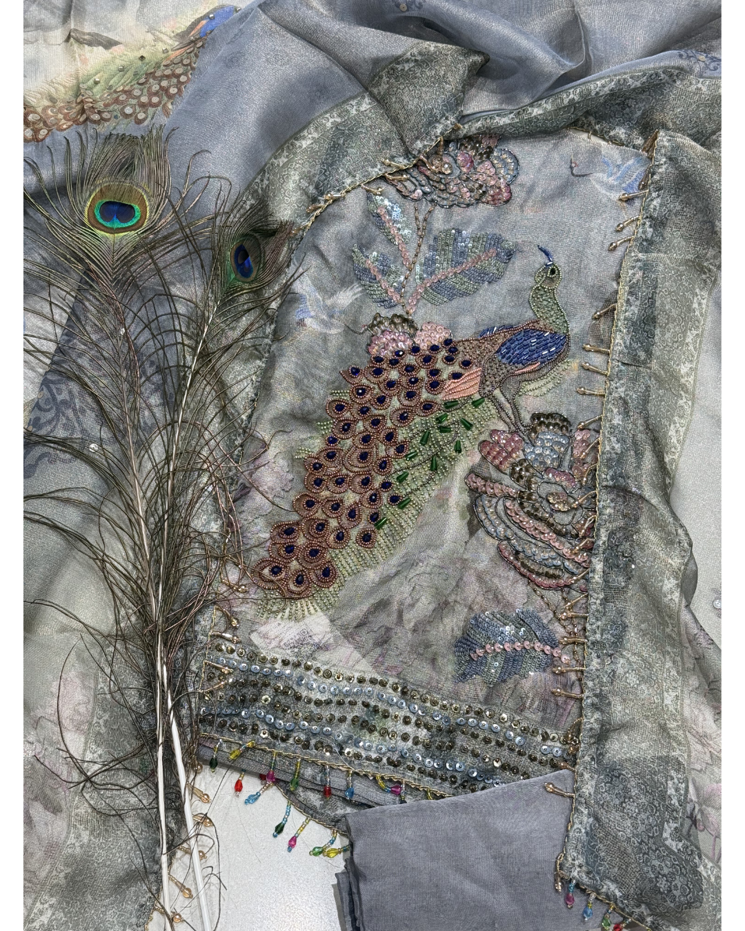 Silver Satin Peacock